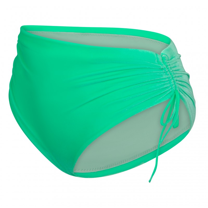 wolfly damski strój kąpielowy majtki z wysokim stanem z wiązaniami Welur zielony fluo - 6