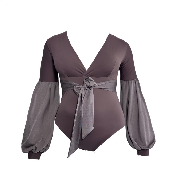 Wolfly damski strój kąpielowy z długim rękawem w stylu boho mocha mousse - 2
