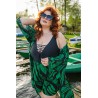 Wolfly damskie kimono plażowe luźny szlafrok na lato w liście zielony - 2
