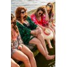 Wolfly damskie kimono plażowe luźny szlafrok na lato w liście zielony - 5