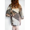Wolfly damskie kimono plażowe luźny szlafrok na lato brązowe - 3