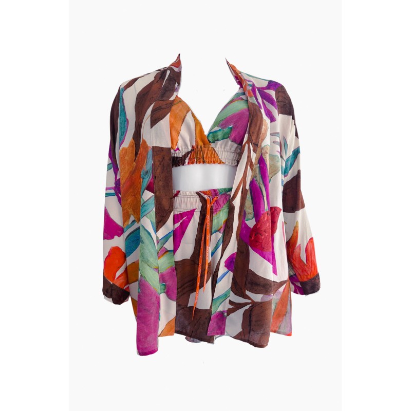 Wolfly damskie kimono plażowe krótkie szlafrok na lato multikolor - 4