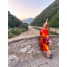 Wolfly damski szlafrok plażowy Kimono JEDWABNe pomarańczowe - 2