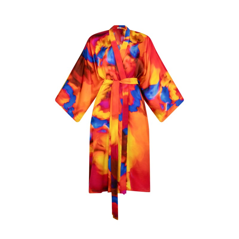 Wolfly damski szlafrok plażowy Kimono JEDWABNe pomarańczowe - 5