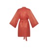 Wolfly damskie kimono lniane szlafrok z lnu morelowe z połyskiem - 3