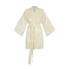 Wolfly damskie kimono lniane szlafrok z lnu wiązane pastelowy żółty połysk - 1