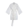 Wolfly damskie kimono lniane szlafrok z lnu białe błyszczące - 2