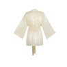 Wolfly damskie kimono lniane krótkie szlafrok z lnu wiązany pastelowy żółty połysk - 2