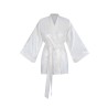 Wolfly damskie krótkie kimono z lnu szlafrok lniany białe z połyskiem - 1