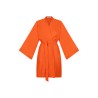 Wolfly damskie kimono lniane szlafrok z lnu wiązany pomarańczowy - 2