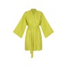 Wolfly damskie kimono lniane szlafrok z lnu wiązane limonka - 1