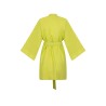 Wolfly damskie kimono lniane szlafrok z lnu wiązane limonka - 2