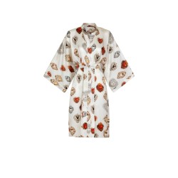 Wolfly damski szlafrok wiązany Kimono JEDWABNE śmietankowe - 2