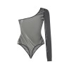 Wolfly damskie body na jedno ramię przeźroczyste srebrne - 2