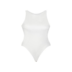 wolfly damskie gładkie body basic bokserka zapinane w kroku białe - 2