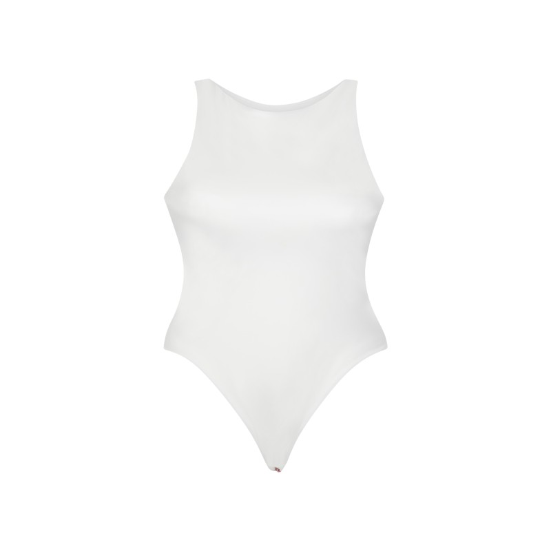 wolfly damskie gładkie body basic bokserka zapinane w kroku białe - 2