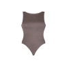 wolfly damskie eleganckie body basic bokserka zapinane w kroku mocha mouse połysk - 1
