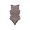 wolfly damskie eleganckie body basic bokserka zapinane w kroku mocha mouse połysk - 2