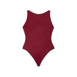 wolfly damskie eleganckie body basic bokserka zapinane w kroku Bordowy - 1