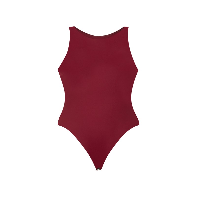 wolfly damskie eleganckie body basic bokserka zapinane w kroku Bordowy - 1