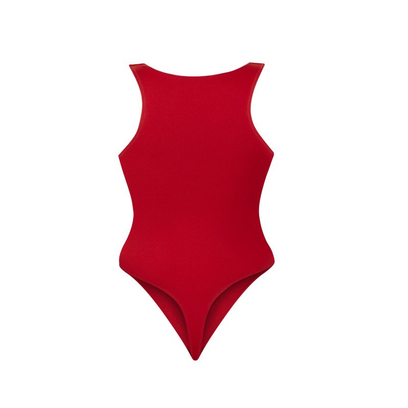 wolfly damskie eleganckie body basic bokserka zapinane w kroku Czerwony - 1