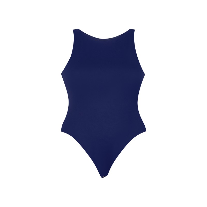 wolfly damskie eleganckie body basic bokserka zapinane w kroku Granatowy - 1