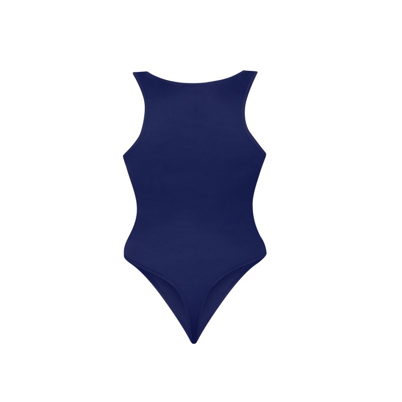 wolfly damskie eleganckie body basic bokserka zapinane w kroku Granatowy - 2