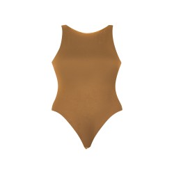 wolfly damskie eleganckie body basic bokserka zapinane w kroku Karmelowe - 1