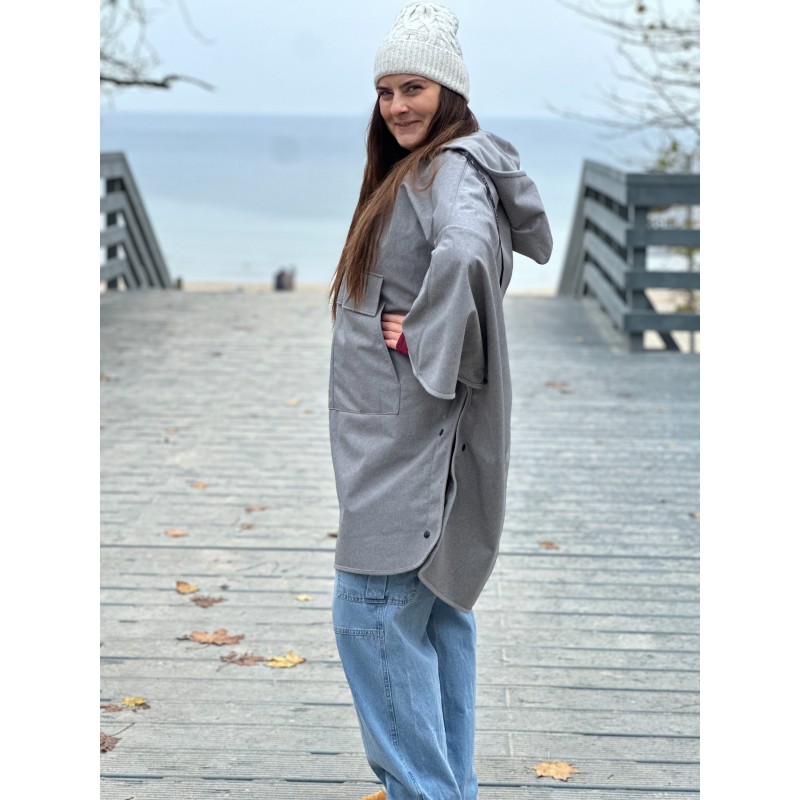 Wolfly Poncho bluza z kapturem do morsowania przeciwdeszczowe Jasny szary melanż - 5