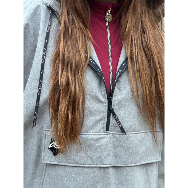 Wolfly Poncho bluza z kapturem do morsowania przeciwdeszczowe Ciemny szary melanż - 4