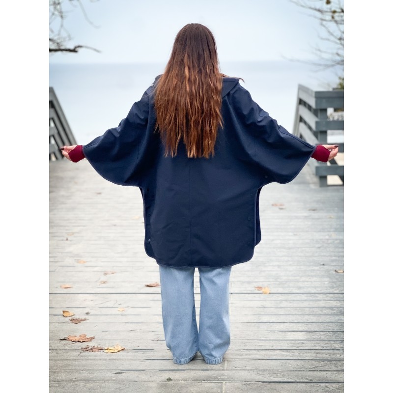 Wolfly Poncho bluza z kapturem do morsowania przeciwdeszczowe Granatowe - 1