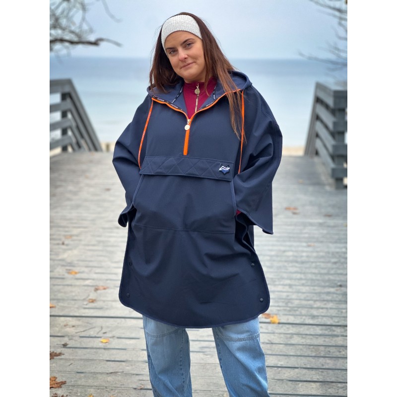 Wolfly Poncho bluza z kapturem do morsowania przeciwdeszczowe Granatowe - 2