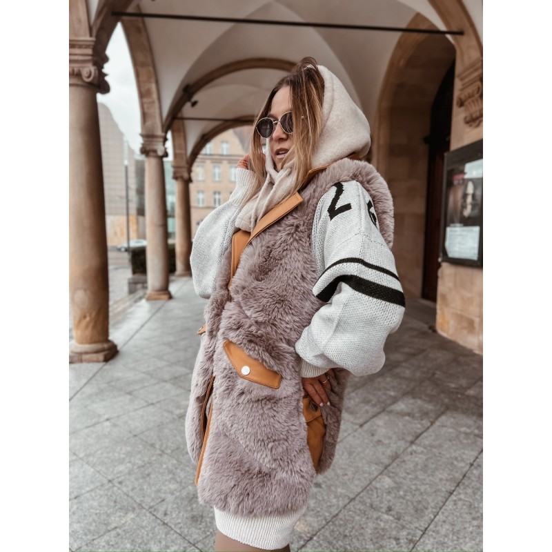 Wolfly Damski Kaptur balaclava z wełny merino jasny beż - 1