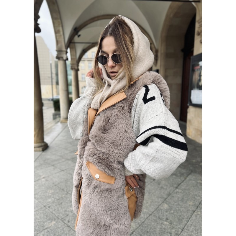 Wolfly Damski Kaptur balaclava z wełny merino jasny beż - 4