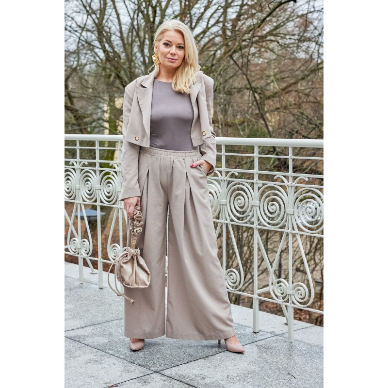 wolfly damskie eleganckie body basic bokserka zapinane w kroku mocha mouse połysk - 6