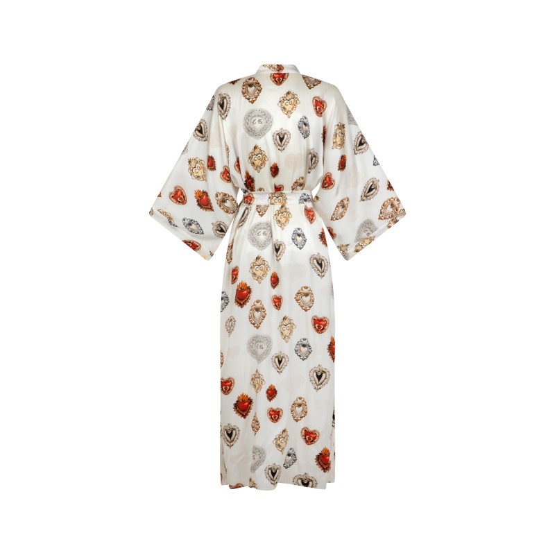 Kimono JEDWABNE długie / jasne serce - 2