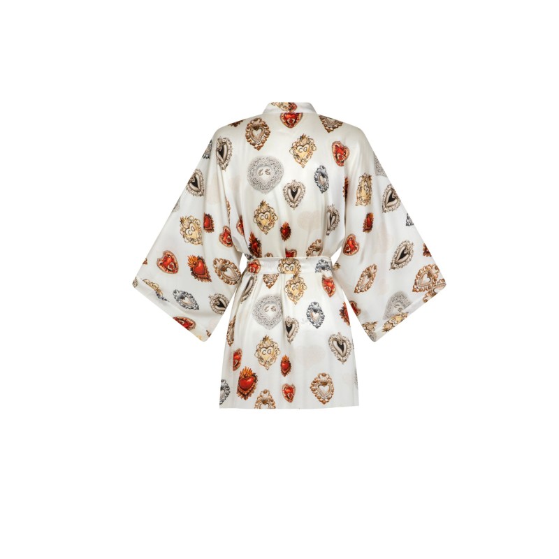 Kimono JEDWABNE krótkie  / jasne serce - 1