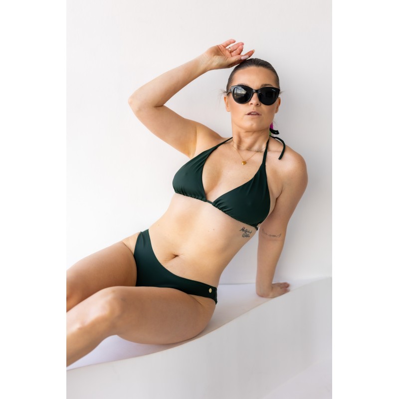 Wolfly damski strój kąpielowy góra bikini wiązana ciemny zielony - 3