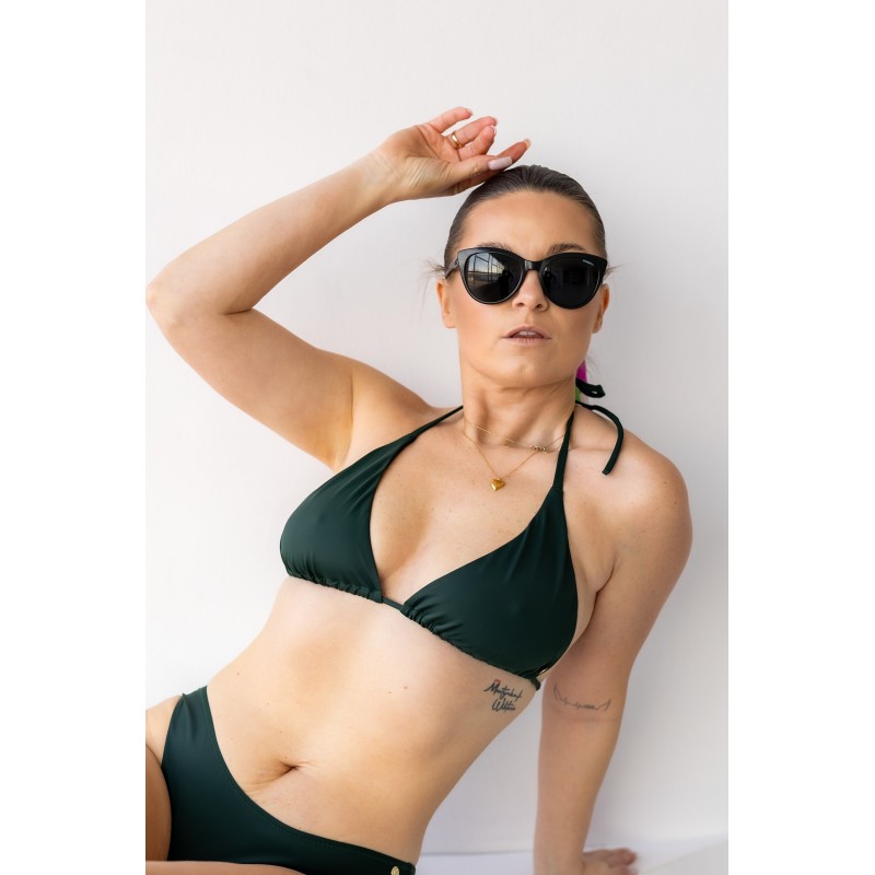 Wolfly damski strój kąpielowy góra bikini wiązana ciemny zielony - 6