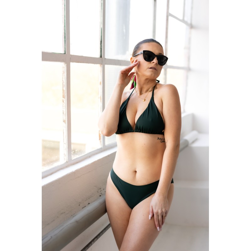 Wolfly damski strój kąpielowy dół figi bikini majtki tanga ciemny zielony - 5