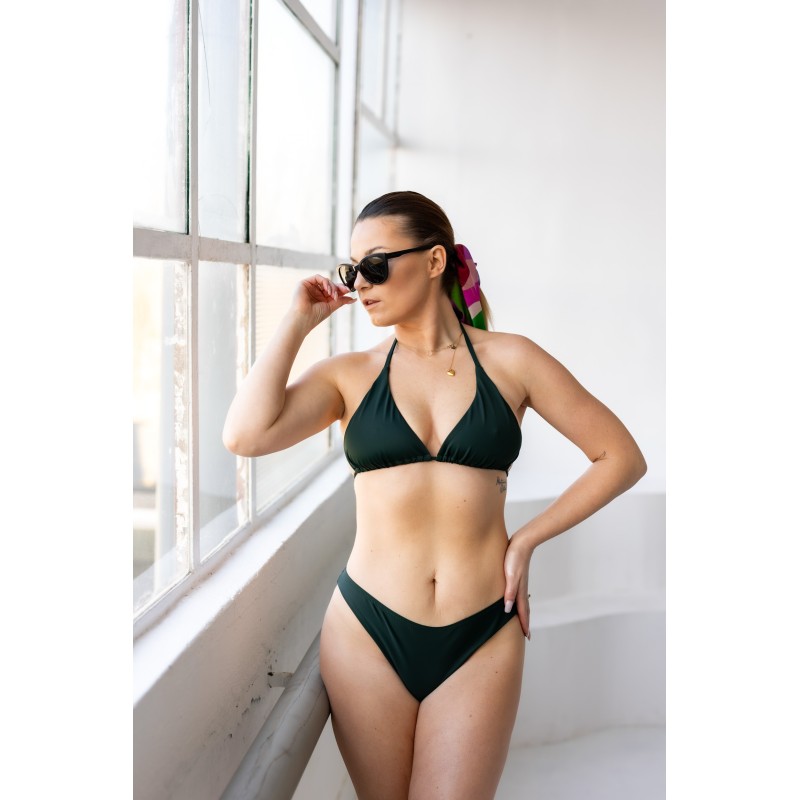 Wolfly damski strój kąpielowy dół figi bikini majtki tanga ciemny zielony - 6