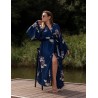 Wolfly damskie Kimono JEDWABNE długie granatowe w anioły - 4