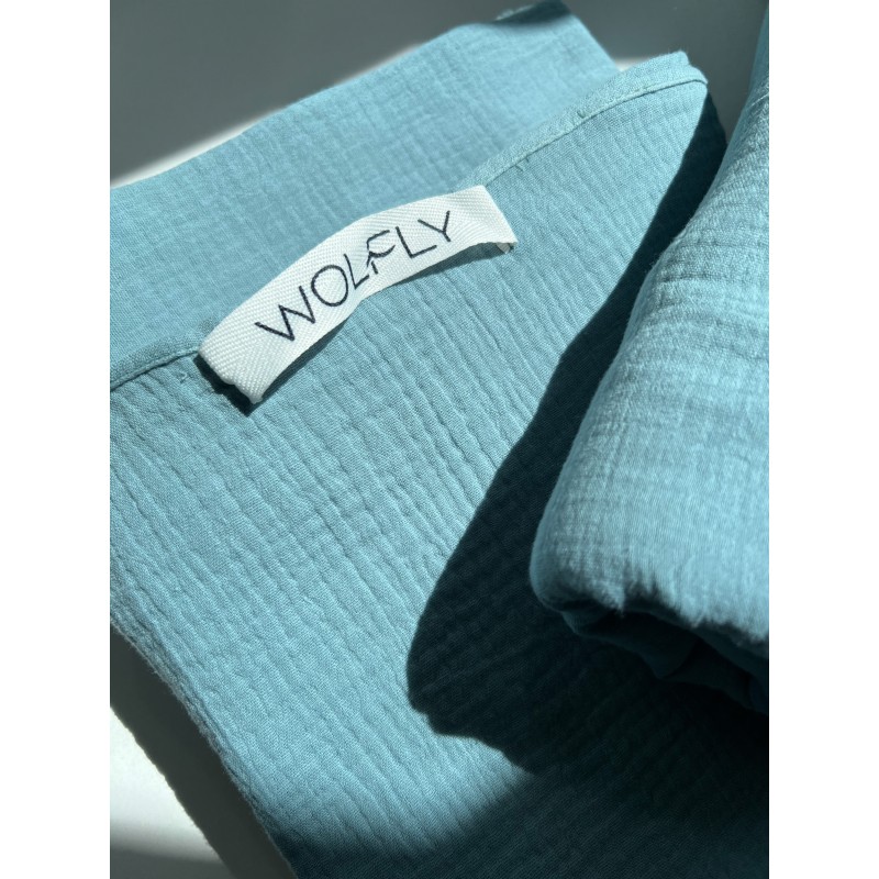 Wolfly RĘCZNIK kąpielowy plażowy DUŻY muslin cienkii bawełniany Niebieski - 2