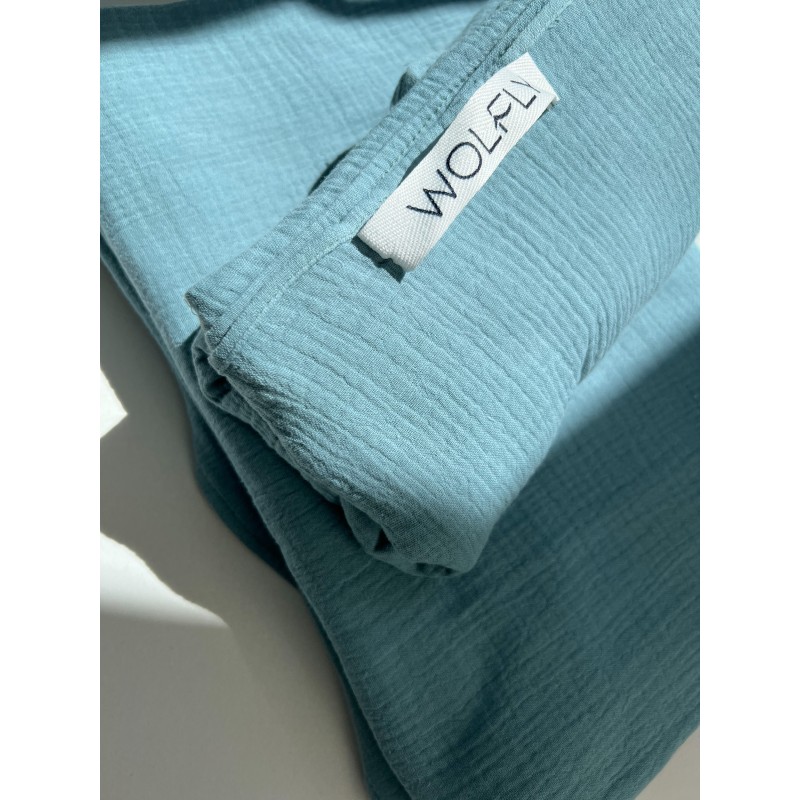 Wolfly RĘCZNIK kąpielowy plażowy DUŻY muslin cienkii bawełniany Niebieski - 3