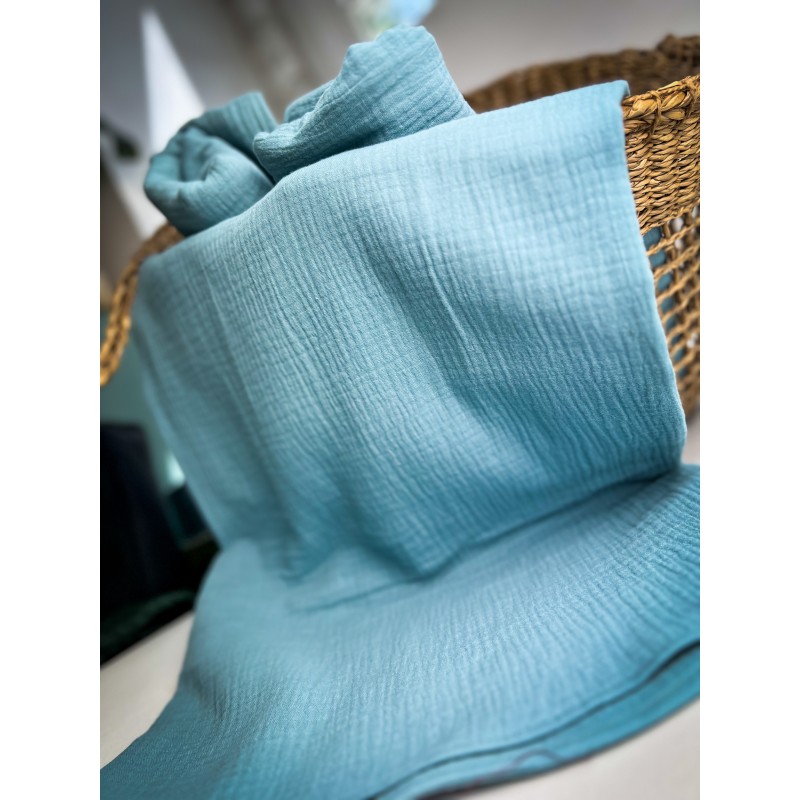 Wolfly RĘCZNIK kąpielowy plażowy DUŻY muslin cienkii bawełniany Niebieski - 6
