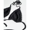 Wolfly damski strój kąpielowy góra bikini wiązana czarny karbowany - 2