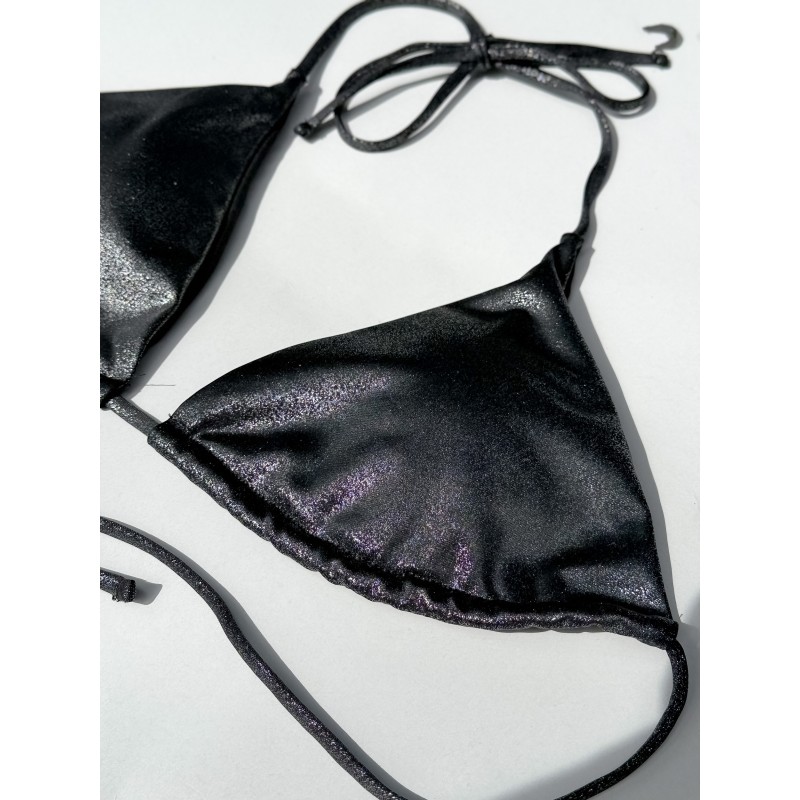 Wolfly damski strój kąpielowy góra bikini wiązana srebrny - 2
