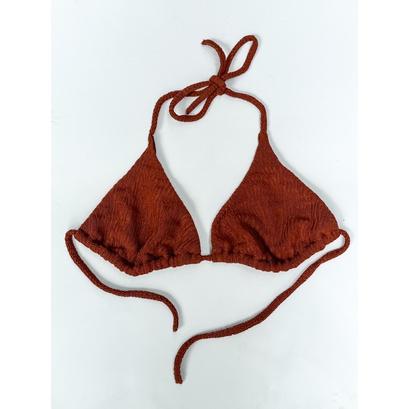 Wolfly damski strój kąpielowy góra bikini wiązana terracotta rudy - 1