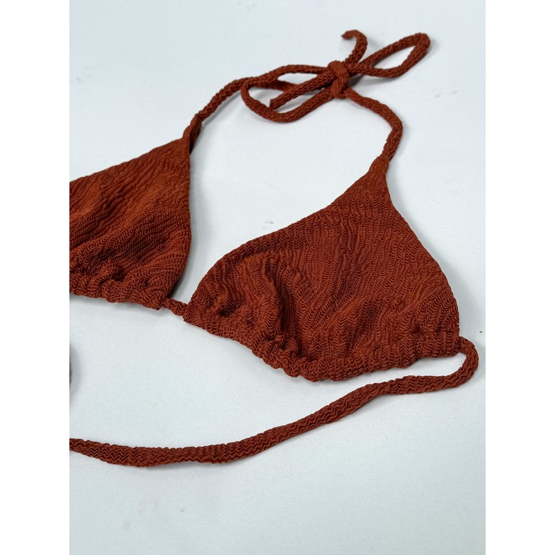 Wolfly damski strój kąpielowy góra bikini wiązana terracotta rudy - 2