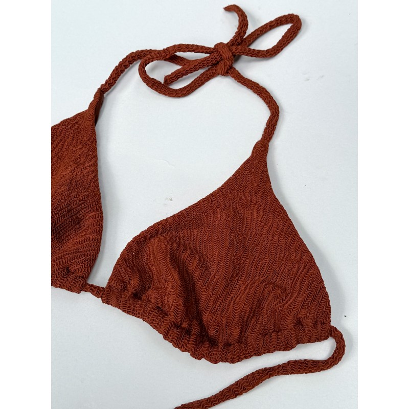 Wolfly damski strój kąpielowy góra bikini wiązana terracotta rudy - 3